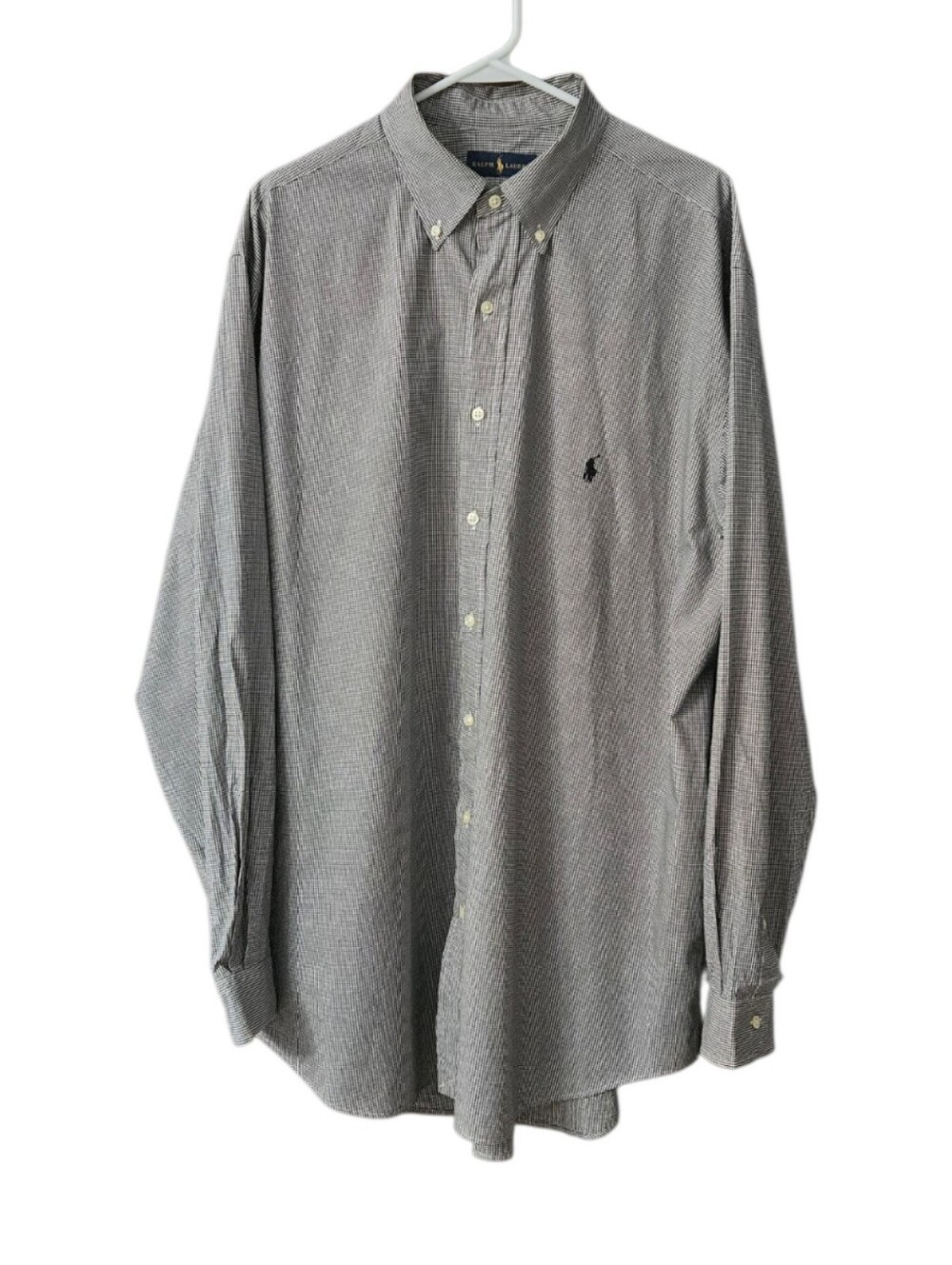Ralph Lauren Long Sleeve Button Down Shirt Men's XLT Black White Gingham